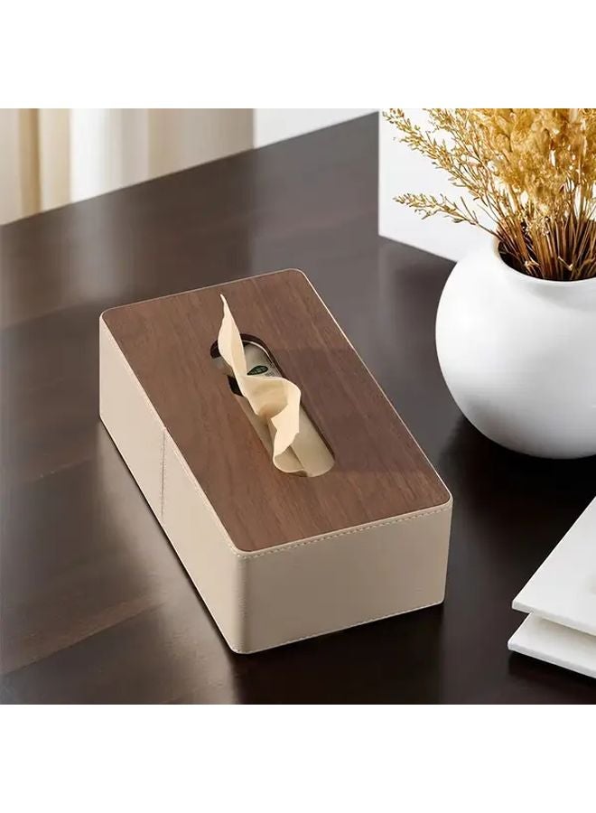 Modern Rectangular PU Leather Tissue Box Holder With Hidden Cover For Home Office Car - Image 2